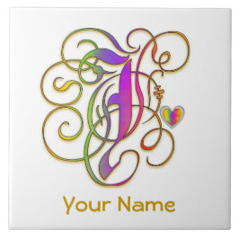 J-Monogramm Ihre Namens"gotischer Regenbogen-" Fliese