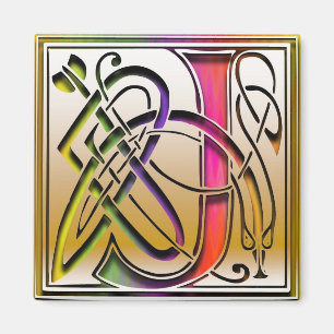 J-Monogramm-"keltischer Regenbogen-" Magnet