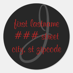 J monogramm Rücksendeadresse Etikett - personalisi Runder Aufkleber