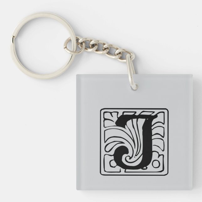 J Monogramm schwarz Schlüsselanhänger (Vorderseite)