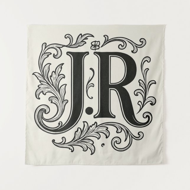 J.R Initialen mit Dekor Wandteppich (Vorderseite)