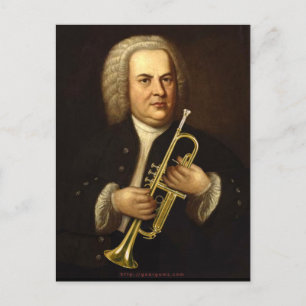 J.S. Bach mit Trumpet Postkarte