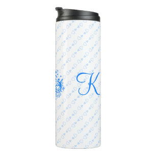 J XOXO K Monogramm individuell Blau Valentinstag K Thermosbecher