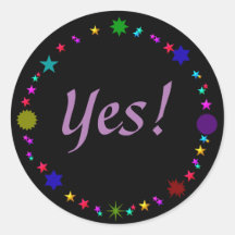 Ja! Auf farbenfrohen Retrostern auf schwarzen Stic