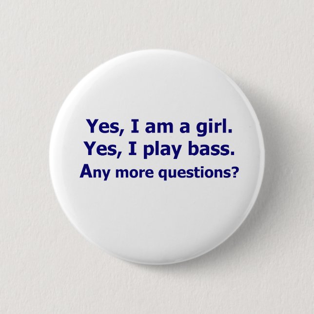Ja bin ich ein dunkelblauer Spielbaß des Button (Vorderseite)