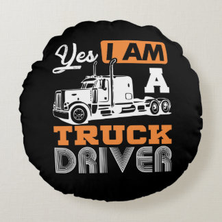 Ja bin ich ein LKW-Fahrer-halb LKW Rundes Kissen
