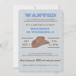 JA! Brown Cowboy Birthday Party Einladung