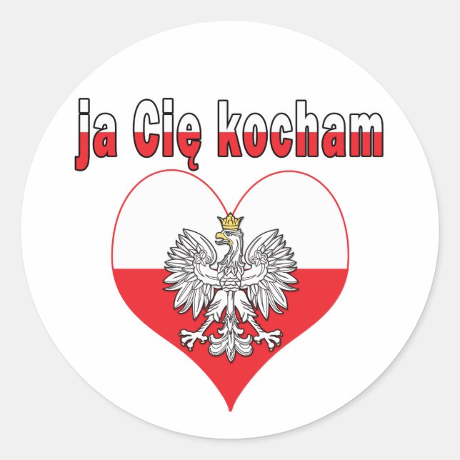 ja Cie kocham Eagle Heart Runder Aufkleber (Vorderseite)