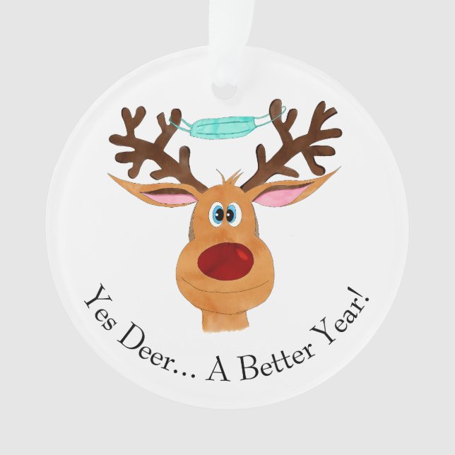 Ja Deer Rudolph Face Masken Rentier Ornament (Vorderseite)