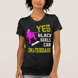 JA GIRLS KÖNNEN SKATEBOARD Afro Skater Girl T-Shirt
