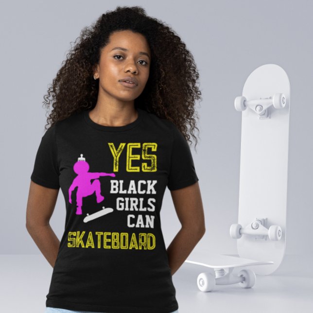 JA GIRLS KÖNNEN SKATEBOARD Afro Skater Girl T-Shirt (Von Creator hochgeladen)