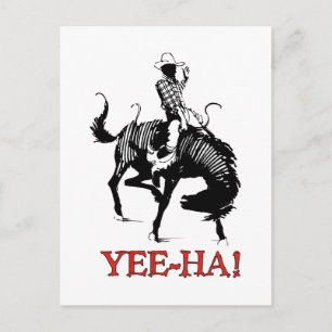 Ja-Ha! Rodeo Cowboy auf Pferdehengst Postkarte