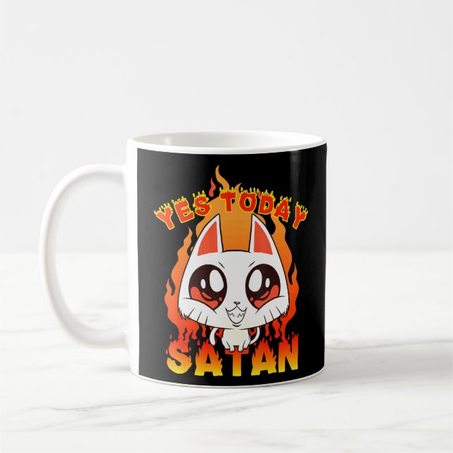 Ja heute Satan Occult Niedlich Satanic Cat Kaffeetasse (Links)