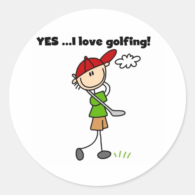 JA I Liebe Golfing Runder Aufkleber (Vorderseite)