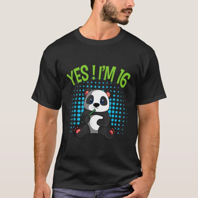 Ja, ich bin 16 Panda Theme Bday Py Celebration T-Shirt (Vorderseite)