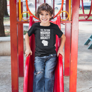 Ja, ich bin aus Wisconsin Ja ich Liebe Hockey T -  T-Shirt