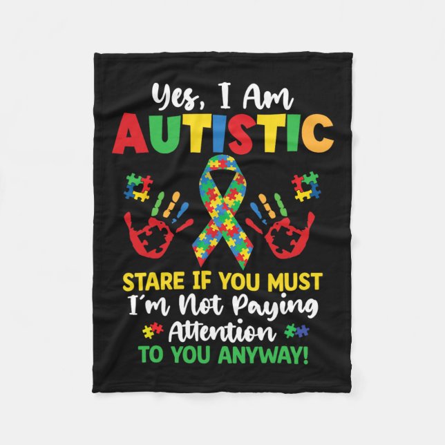 Ja, ich bin Autistische Autismus Bewusstsein Kinde Fleecedecke (Vorderseite)