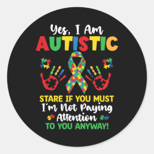 Ja, ich bin Autistische Autismus Bewusstsein Kinde Runder Aufkleber