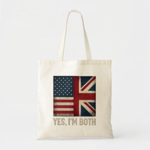 Ja, ich bin beide amerikanische britische Flaggen Tragetasche