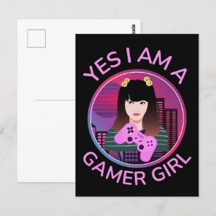 JA, ICH BIN EIN GAMER MÄDCHEN POSTKARTE