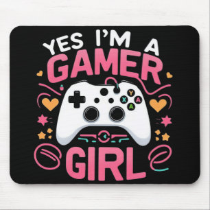 Ja, ich bin ein Gamer Mädchen: Rosa und weißer Con Mousepad