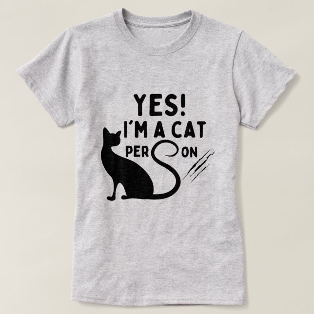 JA, ich bin ein Katzenmensch T-Shirt (Design vorne)