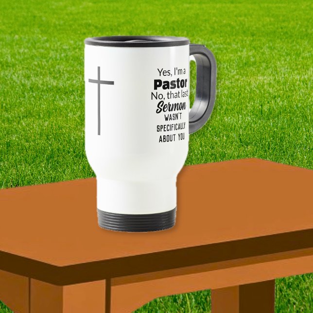 Ja, ich bin ein Pastor, Sermon Kreuz Reisebecher (Yes I'm A Pastor, Sermon Cross Travel Mug)