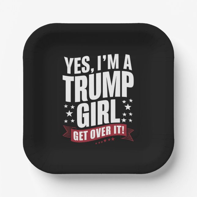 Ja, ich bin ein Trump-Mädchen, das 2024 die Wahl ü Pappteller (Vorderseite)