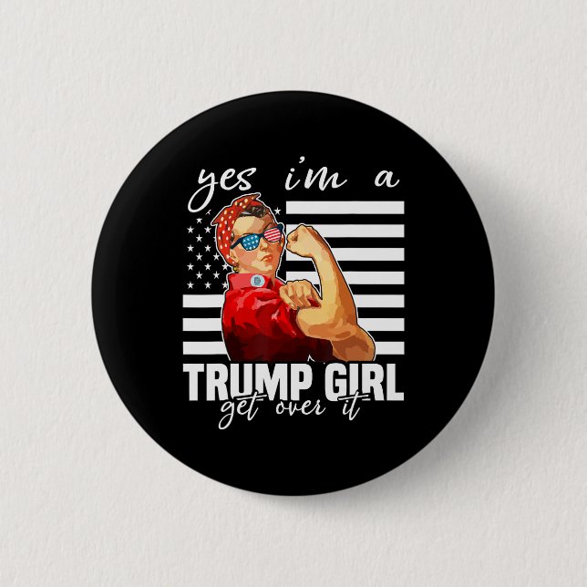 Ja, ich bin ein Trump-Mädchen, das Trump 2024 über Button (Vorderseite)