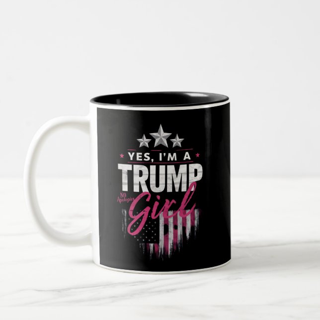 Ja, ich bin ein Trump-Mädchen ohne Entschuldigunge Zweifarbige Tasse (Links)