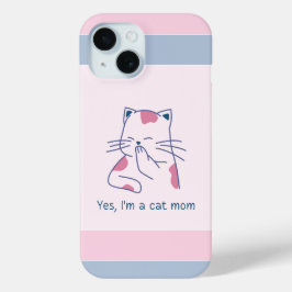 Ja, ich bin eine Cat-Mama, rosa und blau gestreift Case-Mate iPhone Hülle