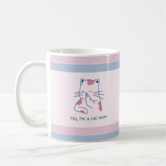 Ja, ich bin eine Cat-Mama, rosa und blau gestreift Kaffeetasse
