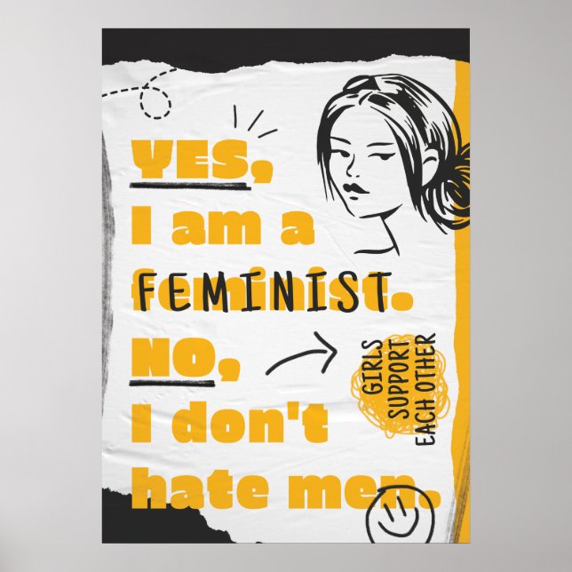Ja, ich bin FEMINIST Nein, ich hasste Männer nicht Poster (Vorne)