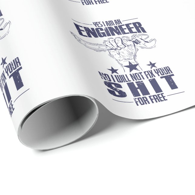Ja ich bin Ingenieur mit Werkzeug Geschenkpapier (Rolleneckpunkt)