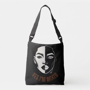 JA, ICH BIN MIXED - Split Face Crossbody Bag Tragetaschen Mit Langen Trägern