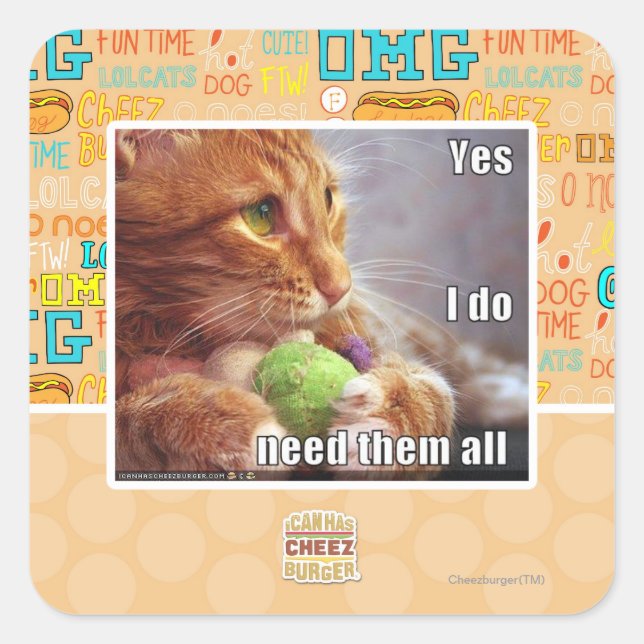 Ja, ich brauche sie alle quadratischer aufkleber (Vorderseite)