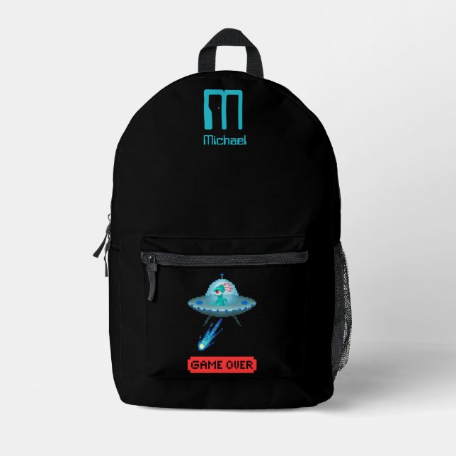 Ja, ich glaube, Alien Flying UFO Spaceship Pixel A Bedruckter Rucksack (Vorderseite)