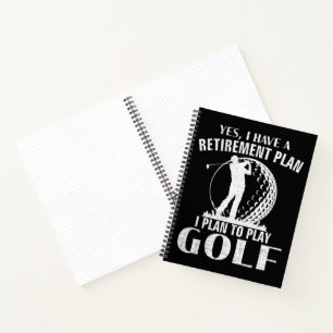 Ja, ich habe einen Rentenplan Golf Lustiger Golfer Notizbuch