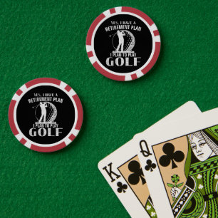 Ja, ich habe einen Rentenplan Golf Lustiger Golfer Pokerchips