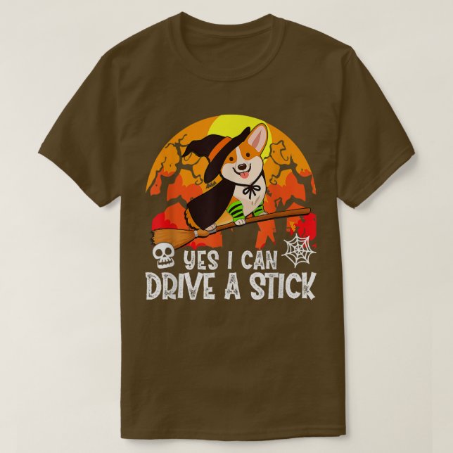 Ja, ich kann einen Stick Corgi Hund Halloween T-Shirt (Design vorne)