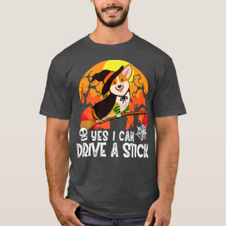Ja, ich kann einen Stick Corgi Hund Halloween T-Shirt