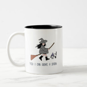 Ja! Ich kann einen Stick fahren: Halloween Coffee Zweifarbige Tasse