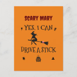 Ja, ich kann einen Stick fahren, sagt die Hexe Postkarte