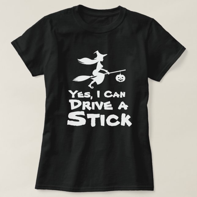 Ja, ich kann einen Stick Funny Halloween T - Shirt (Design vorne)