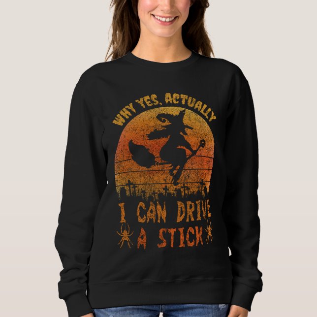 Ja, ich kann einen Stick mit lustigem Halloween fa Sweatshirt (Vorderseite)