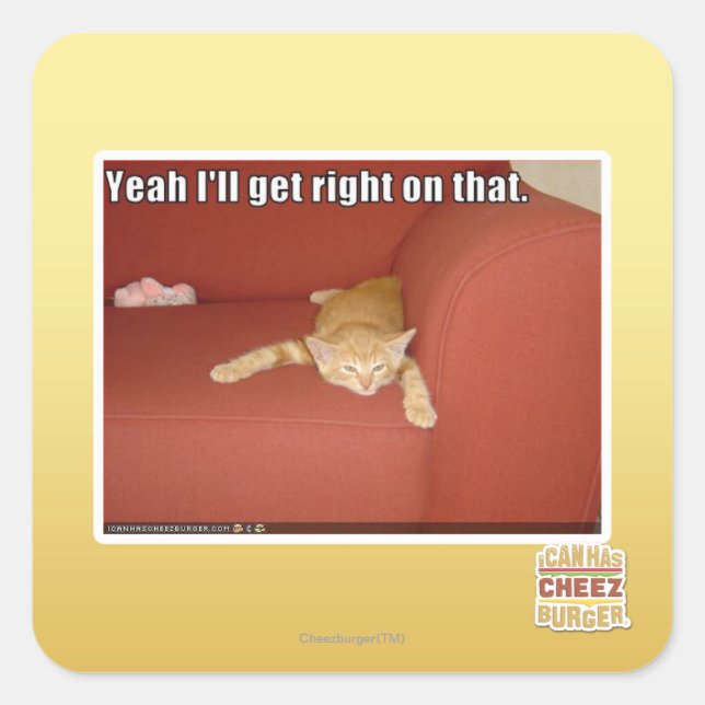 Ja, ich komme gleich darauf. quadratischer aufkleber (Vorderseite)