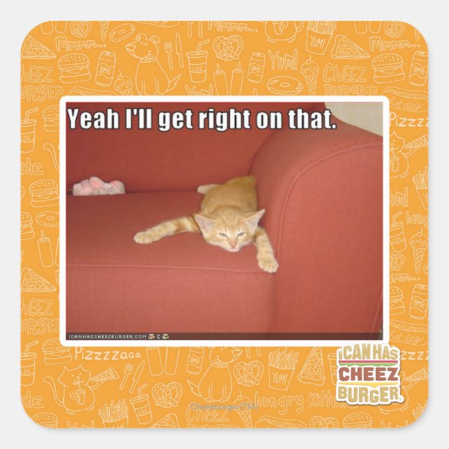 Ja, ich komme gleich darauf. quadratischer aufkleber (Vorderseite)