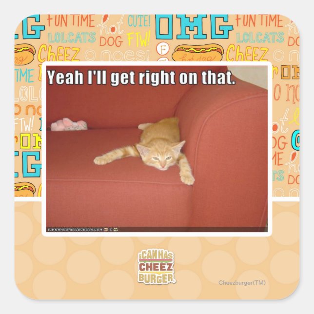 Ja, ich komme gleich darauf. quadratischer aufkleber (Vorderseite)