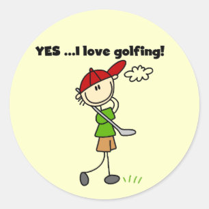 JA, ich liebe Golf-T-Shirts und Geschenke Runder Aufkleber