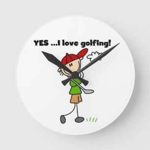 Ja, ich liebe Golfen Runde Wanduhr